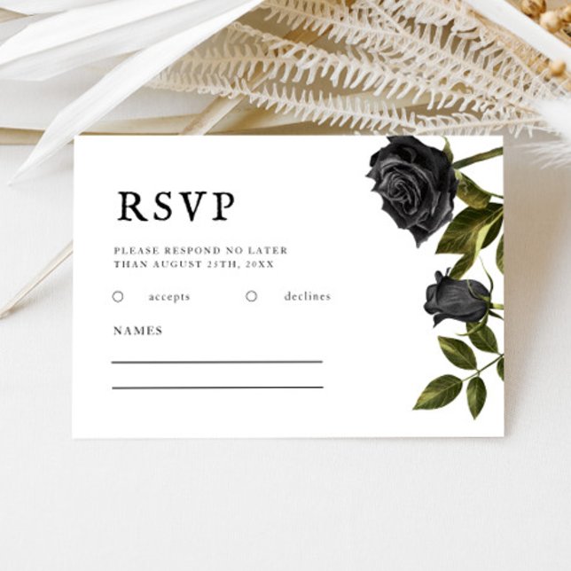 Gothic Wedding Black Rose Vintag RSVP Karte (Von Creator hochgeladen)