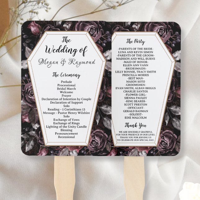 Gothic Wedding Black Vintag Coffin Programm Hand Fächer (Von Creator hochgeladen)