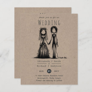 Gothic Wedding Cartoon Bride Groom Fun Handgezeich