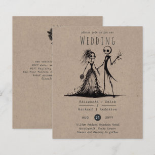 Gothic Wedding Cartoon Bride Groom Handgezeichnet