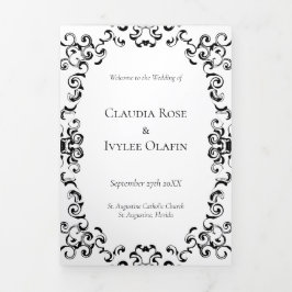 Gothic Wedding Dreifach-gefaltete Programmkarte