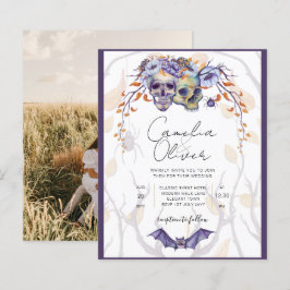 Gothic Wedding Einladung Lila Orange Skulls