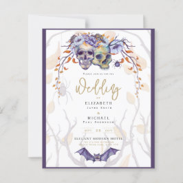 Gothic Wedding Einladung Lila Orange Skulls