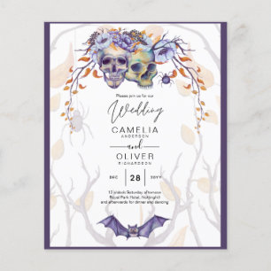Gothic Wedding Einladung Lila Orange Skulls Flyer
