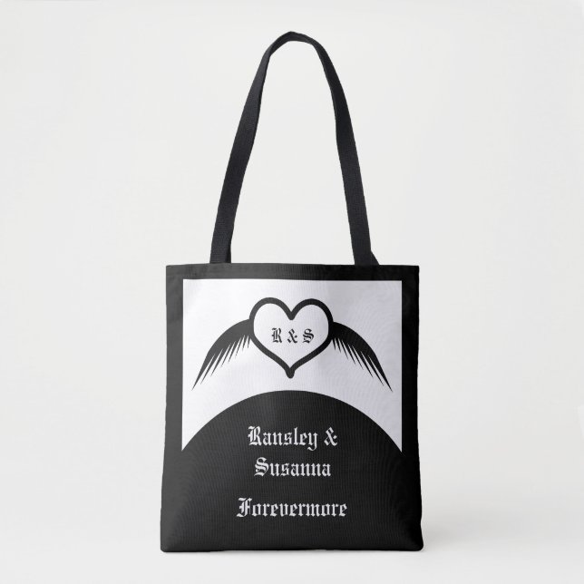 Gothic Wedding Flügelherz Mit Monogramm (Vorderseite)