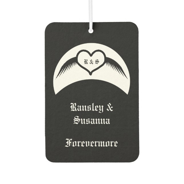 Gothic Wedding Flügelherz Mit Monogramm Autolufterfrischer (Vorderseite)