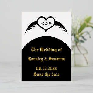 Gothic Wedding Flügelherz Mit Monogramm Folien Feiertagskarte