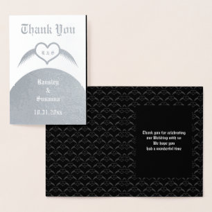 Gothic Wedding Flügelherz Mit Monogramm Folienkarte