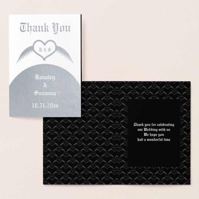 Gothic Wedding Flügelherz Mit Monogramm Folienkarte (Anzeige)