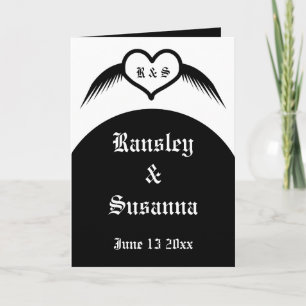 Gothic Wedding Flügelherz Mit Monogramm Karte