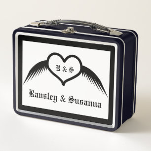 Gothic Wedding Flügelherz Mit Monogramm Metall Brotdose