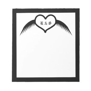 Gothic Wedding Flügelherz Mit Monogramm Notizblock