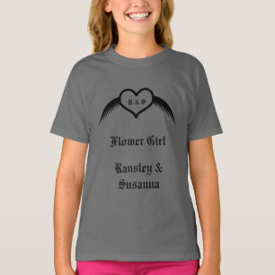 Gothic Wedding Flügelherz Mit Monogramm T-Shirt