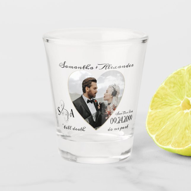 Gothic Wedding Foto Herz bis Tod tun uns Teil Schnapsglas (Vorderseite)