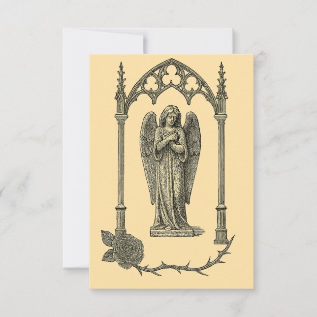 Gothic Wedding Invitation – Somber Angel (AI-Gen) Einladung (Vorderseite)