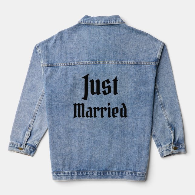 Gothic Wedding Just Married Bride Groom Jean Jeansjacke (Rückseite)