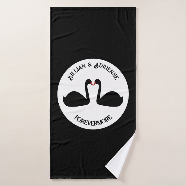 Gothic Wedding Kissing Black Swans Custom Badehandtuch (Badehandtuch)
