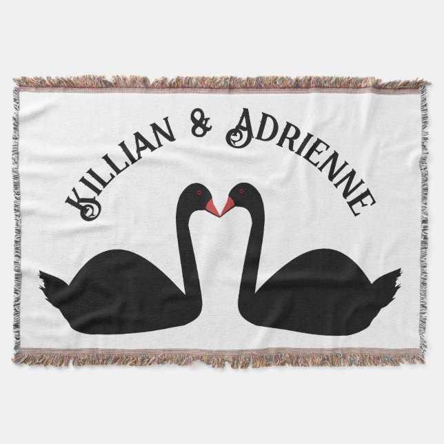 Gothic Wedding Kissing Black Swans Custom Decke (Vorderseite)