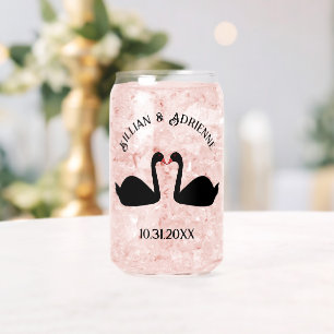 Gothic Wedding Kissing Black Swans Custom Dosenglas