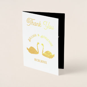 Gothic Wedding Kissing Black Swans Custom Folienkarte