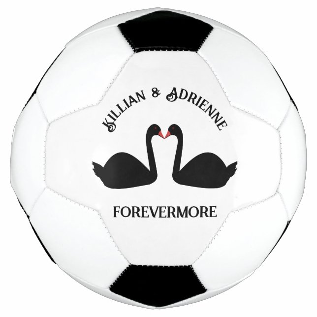 Gothic Wedding Kissing Black Swans Custom Fußball (Vorderseite)