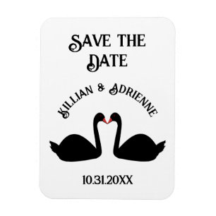 Gothic Wedding Kissing Black Swans Custom Magnet