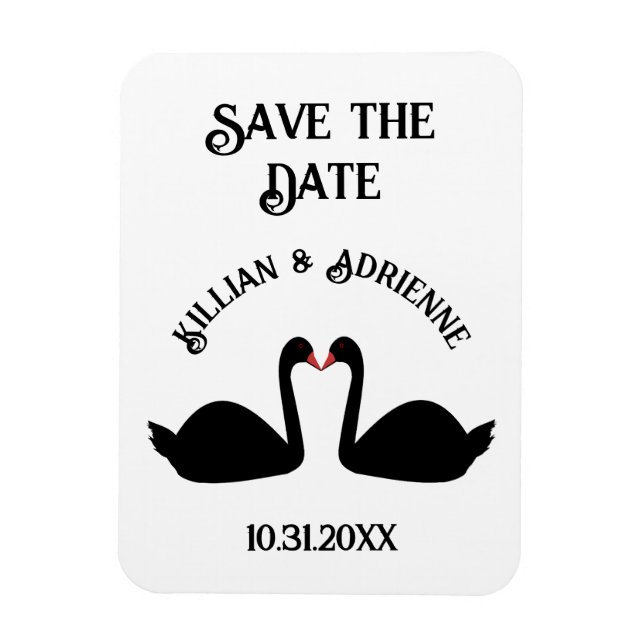 Gothic Wedding Kissing Black Swans Custom Magnet (Vertikal)