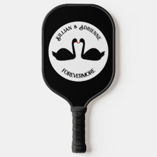 Gothic Wedding Kissing Black Swans Custom Pickleball Schläger