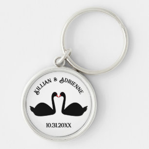 Gothic Wedding Kissing Black Swans Custom Schlüsselanhänger