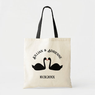 Gothic Wedding Kissing Black Swans Custom Tragetasche