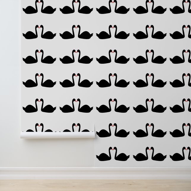 Gothic Wedding Kissing Black Swans Tapete (Anwendung)