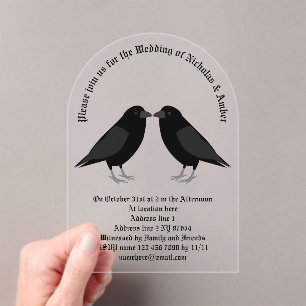 Gothic Wedding Kissing Ravens Custom Acryleinladungen