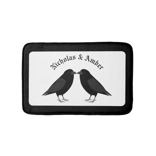 Gothic Wedding Kissing Ravens Custom Badematte (Vorderseite)