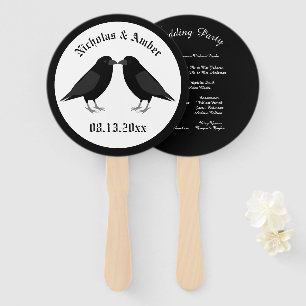 Gothic Wedding Kissing Ravens Custom Fächer