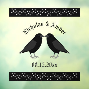 Gothic Wedding Kissing Ravens Custom Fensteraufkleber