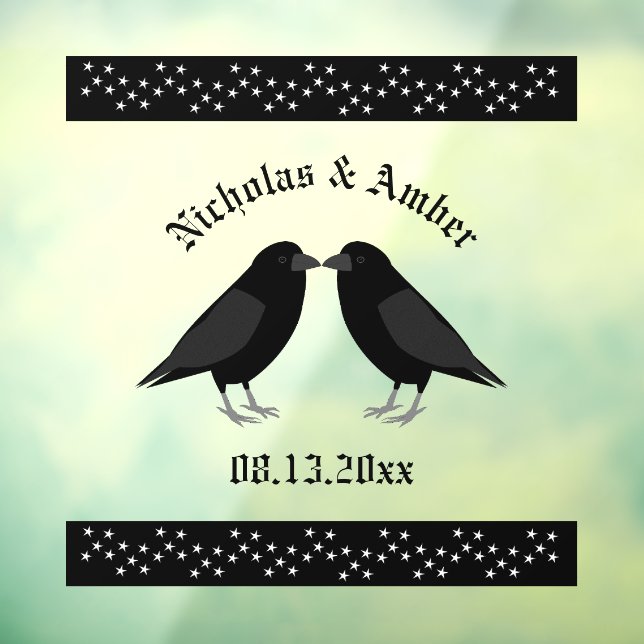 Gothic Wedding Kissing Ravens Custom Fensteraufkleber (Blatt 3)