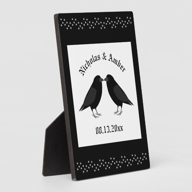 Gothic Wedding Kissing Ravens Custom Fotoplatte (Seite)