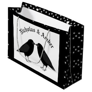 Gothic Wedding Kissing Ravens Custom Große Geschenktüte