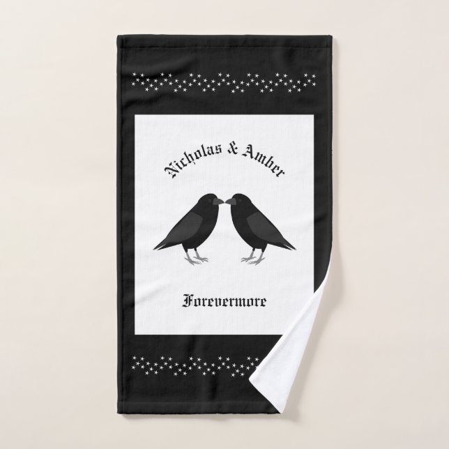 Gothic Wedding Kissing Ravens Custom Handtuch (Handtuch)
