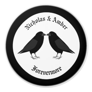 Gothic Wedding Kissing Ravens Custom Keramikknauf