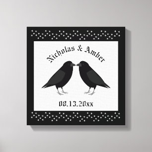 Gothic Wedding Kissing Ravens Custom Leinwanddruck