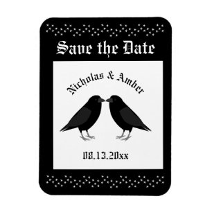 Gothic Wedding Kissing Ravens Custom Magnet