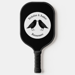 Gothic Wedding Kissing Ravens Custom Pickleball Schläger