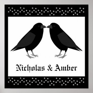 Gothic Wedding Kissing Ravens Custom Poster