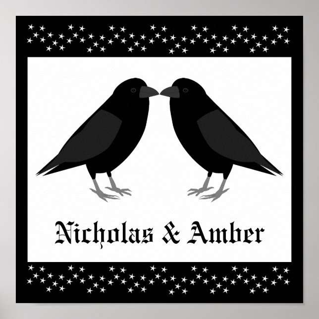Gothic Wedding Kissing Ravens Custom Poster (Vorne)