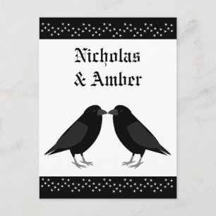 Gothic Wedding Kissing Ravens Custom Postkarte