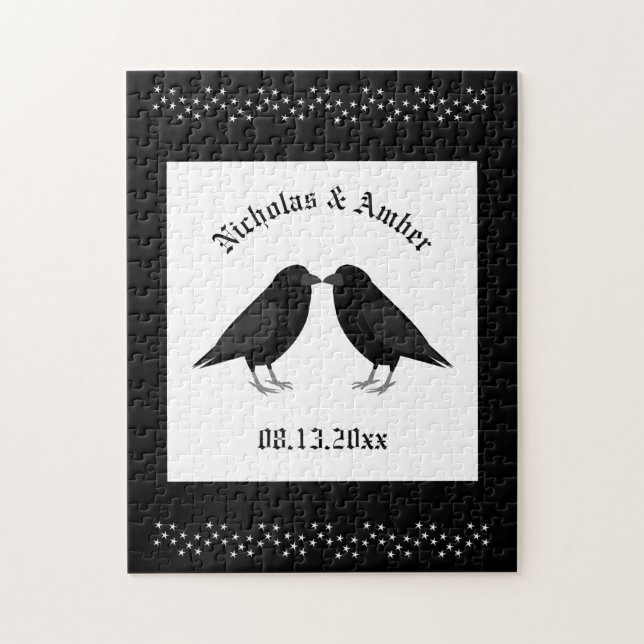 Gothic Wedding Kissing Ravens Custom Puzzle (Vertikal)
