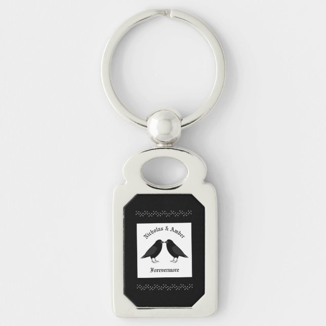 Gothic Wedding Kissing Ravens Custom Schlüsselanhänger (Vorderseite)