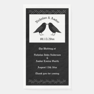 Gothic Wedding Kissing Ravens Custom Serviette