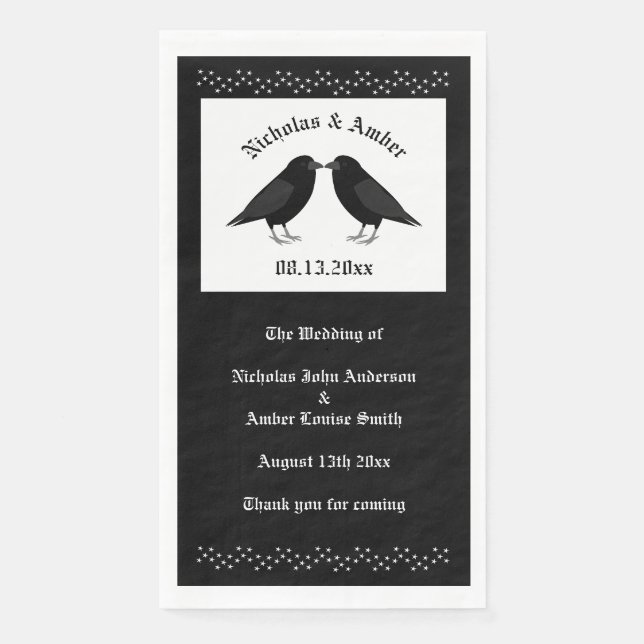 Gothic Wedding Kissing Ravens Custom Serviette (Vorderseite)